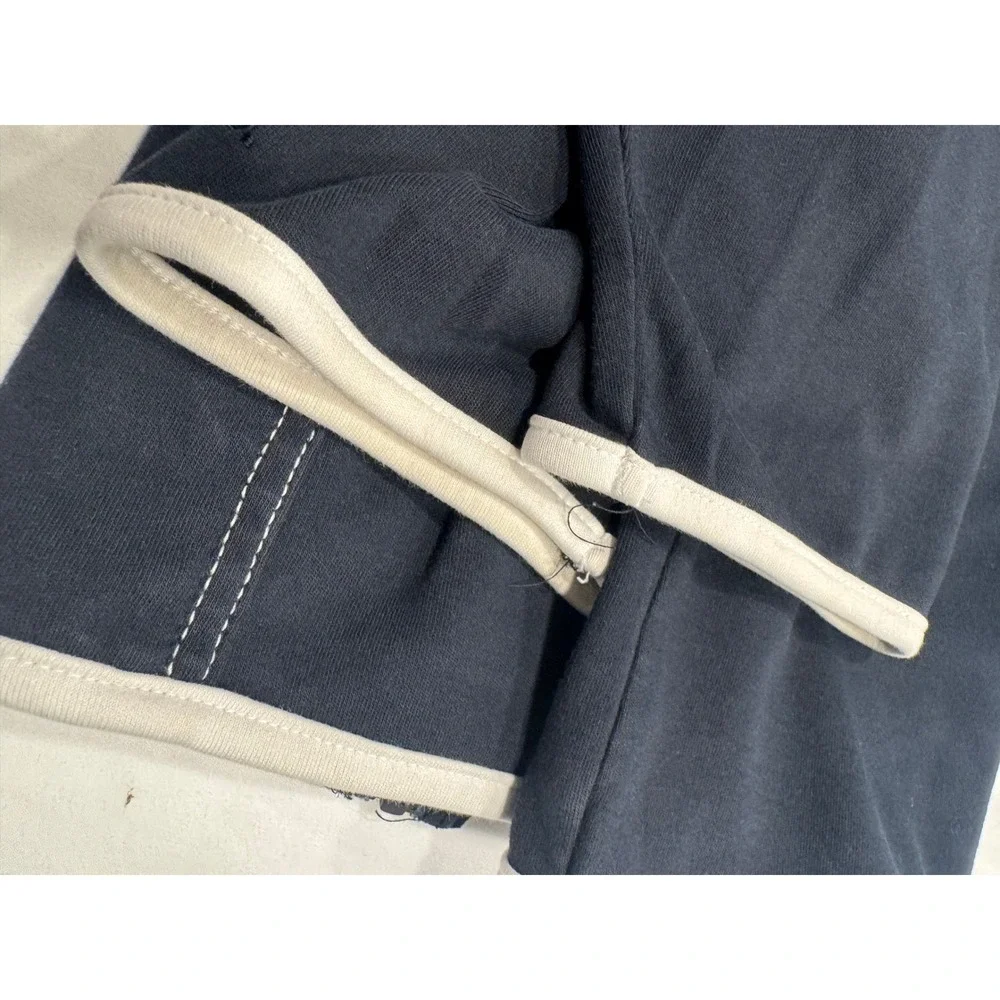 Liz Claiborne Liz & Co Zip Sweatshirt Contrast Stitch Pockets L Navy Blue Good